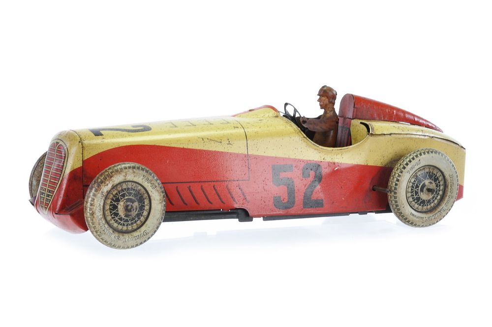 Lot 529: Large #52 CR Race Car, France Tin Windup