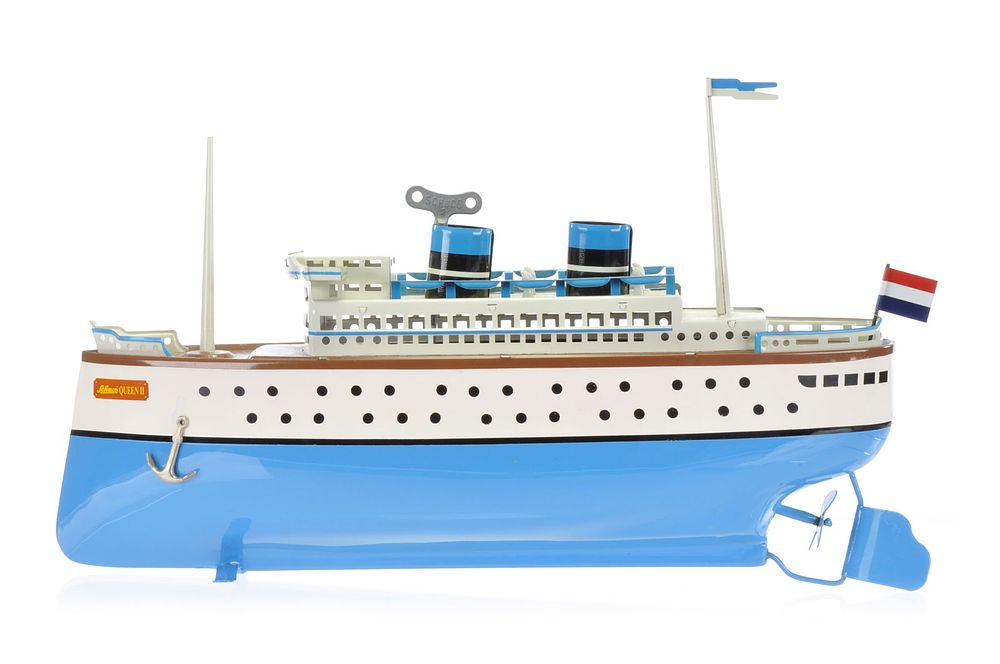 Lot 540: Unusual Blue Schuco Queen II Ocean Liner Tin Windup