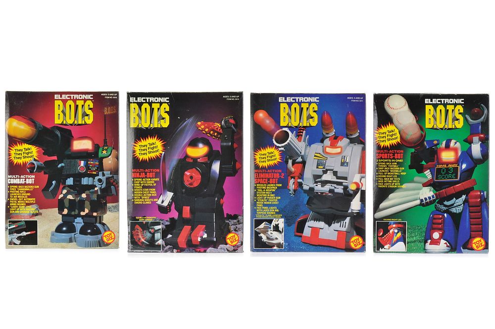 Lot 579: Toy Biz B.O.T.S. Electronic Space Robot Toy Lot of 4