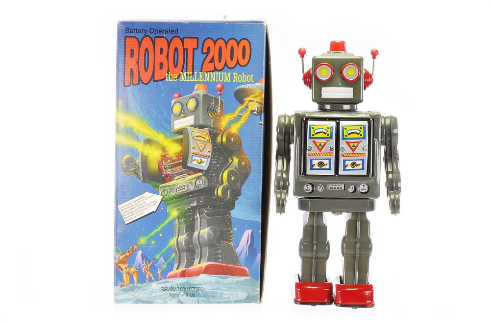 Lot 585: Robot 2000 Millennium Robot Tin and Plastic Toy