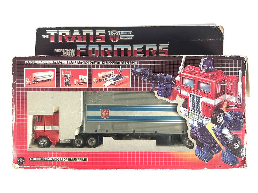 Lot 595C: G1 Transformers Optimus Prime Tractor Trailer, Hasbro