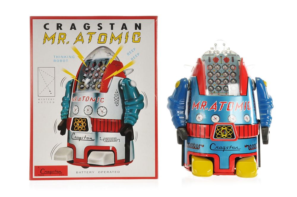 Lot 597: Blue Variation of Mr. Atomic by Cragstan LE 15/500 Tin Batt. Op Robot