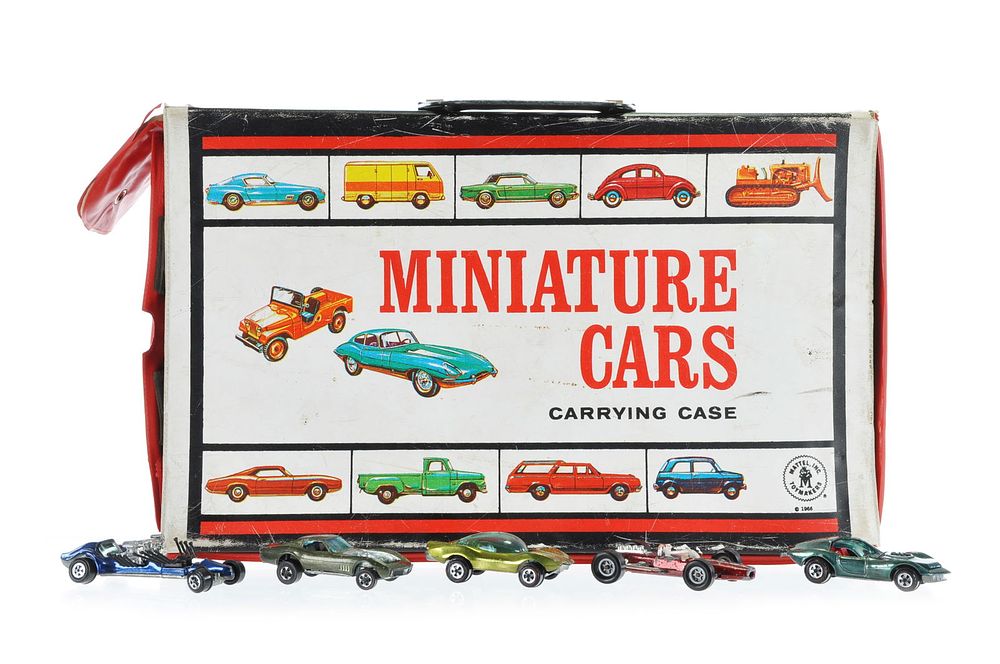 Lot 618: Miniature Diecast Car Case with Assorted Johnny Lightning Hotrods and Cars