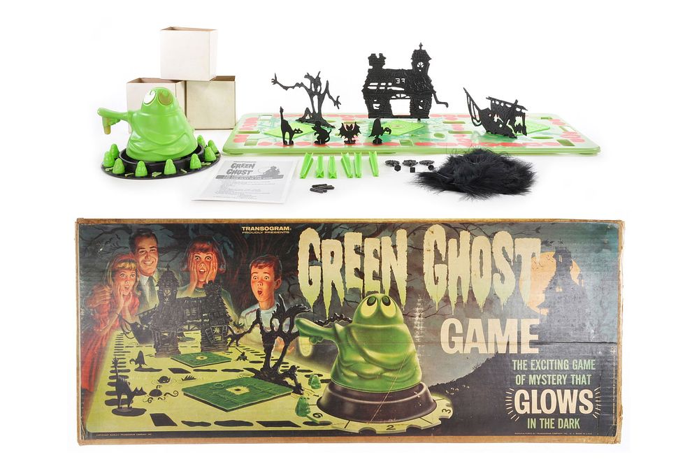 Lot 629: 1965 Green Ghost Glow In the Dark Board Game Transogram Company Inc.