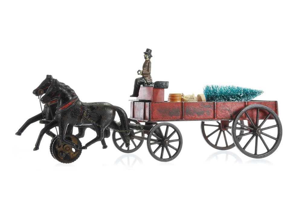 Lot 304B: Carpenter Cast Iron Horse Drawn Buckboard Wagon