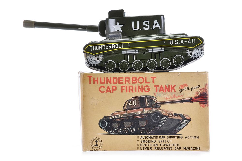 Lot 547: Frankonia Thunderbolt Cap Tank, Japan Tin