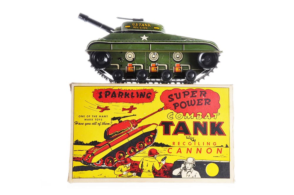 Lot 549: Rare Boxed Marx Combat Tank with Cannon