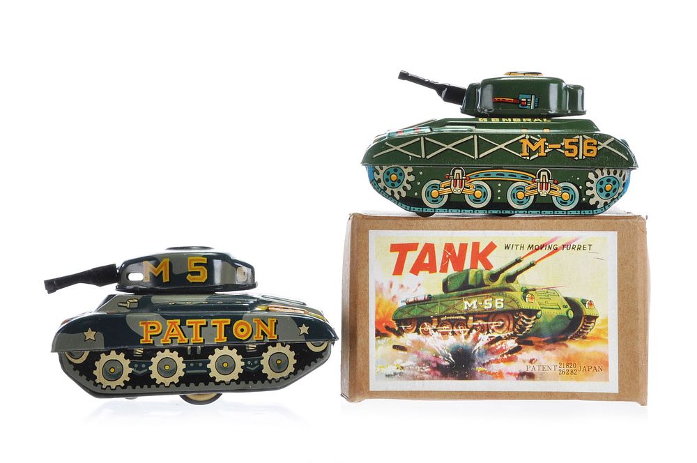 Lot 550: Japanese M-56 and M-5 Tin Windup Tanks