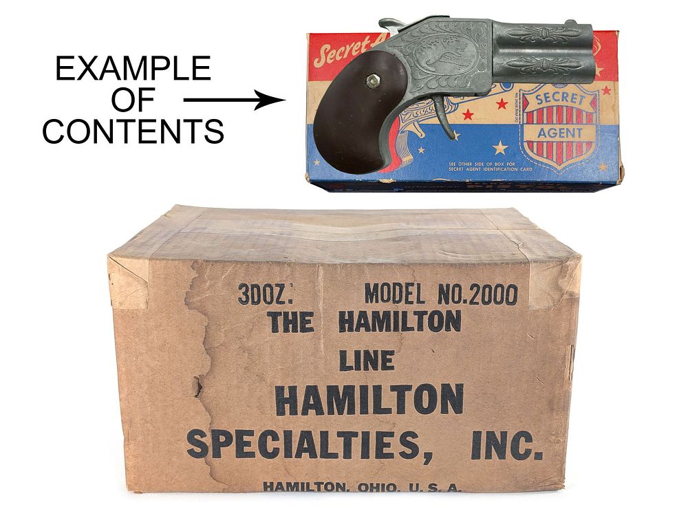 Lot 597G: 1940's Hamilton Secret Agent Hideaway Double Barrel Cap Gun Sealed Case of 36
