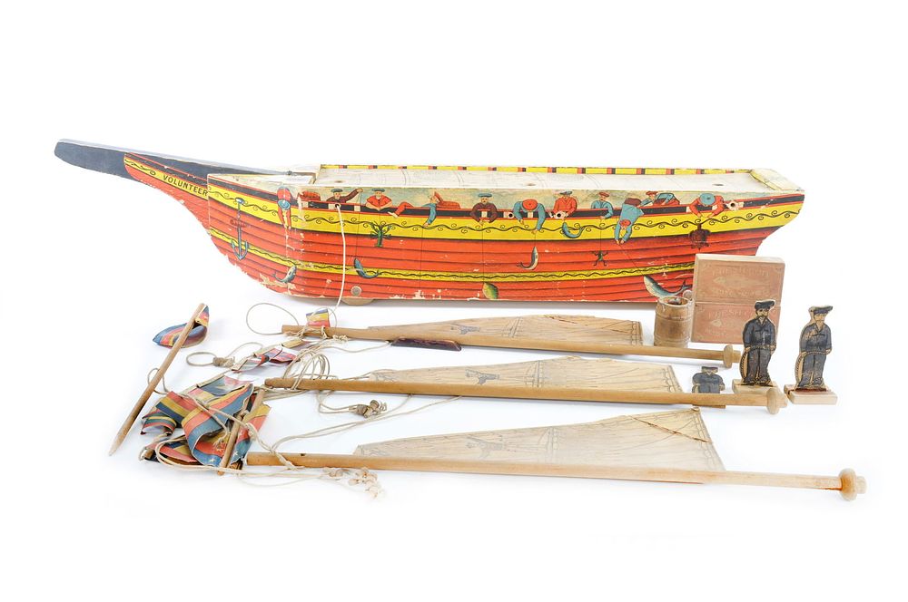 Lot 677: Reed Volunteer Fishing Boat Large Wood and Litho Toy