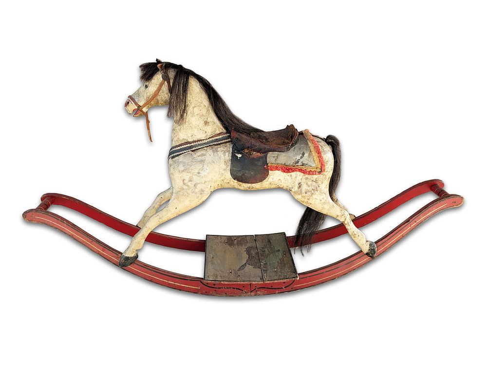 Lot 688: 1870's Large Wood Rocking Horse 63" L x 35" H
