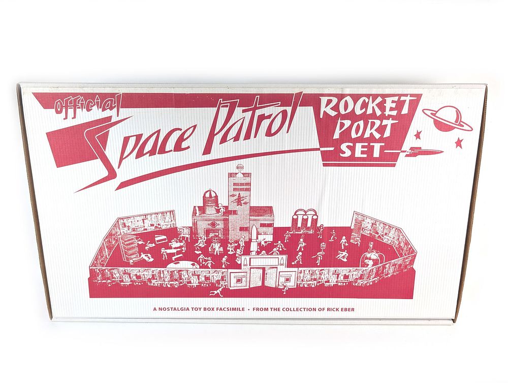 Lot 703: Marx Rex Mars Space Patrol Rocket Port Playset & Tom Corbett Space Patrol Reproduction Box