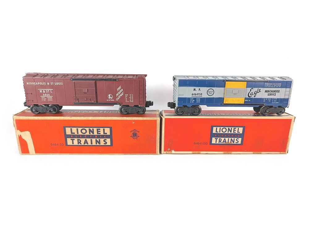 Lot 746: Lionel Trains Minn & St Louis 6464-50 and Missouri Pacific 6464-150 Box Cars NMIB