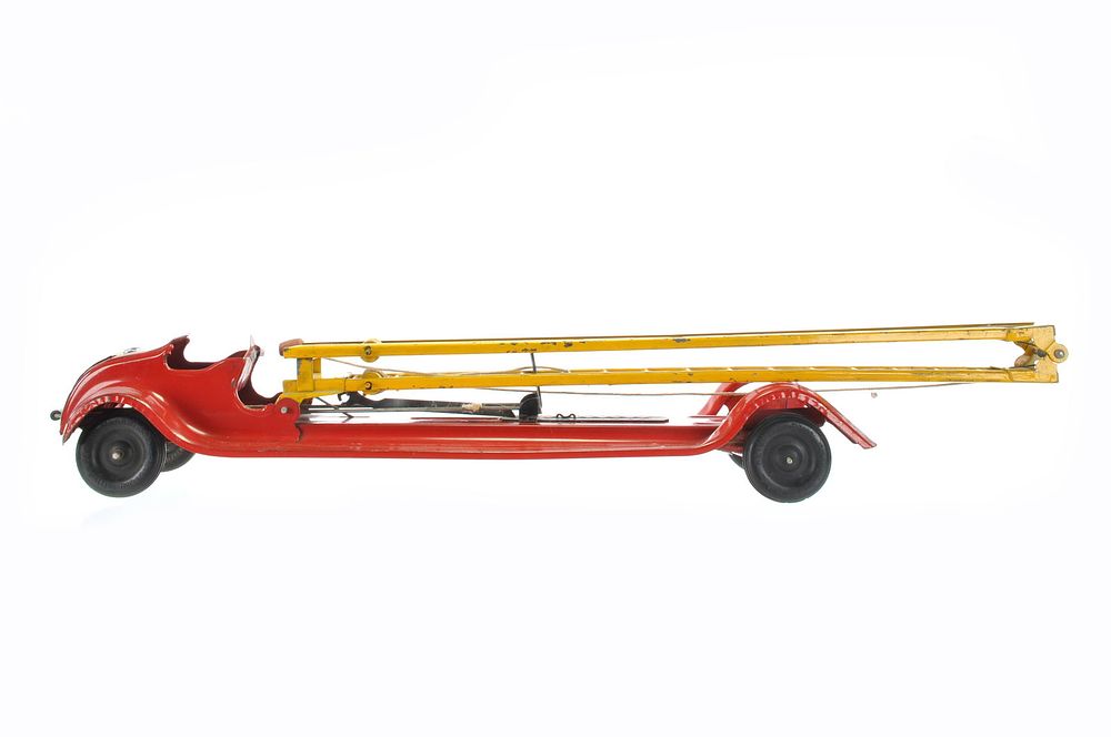 Lot 48B: Kingsbury Windup Pressed Steel Aerial Fire Ladder Truck