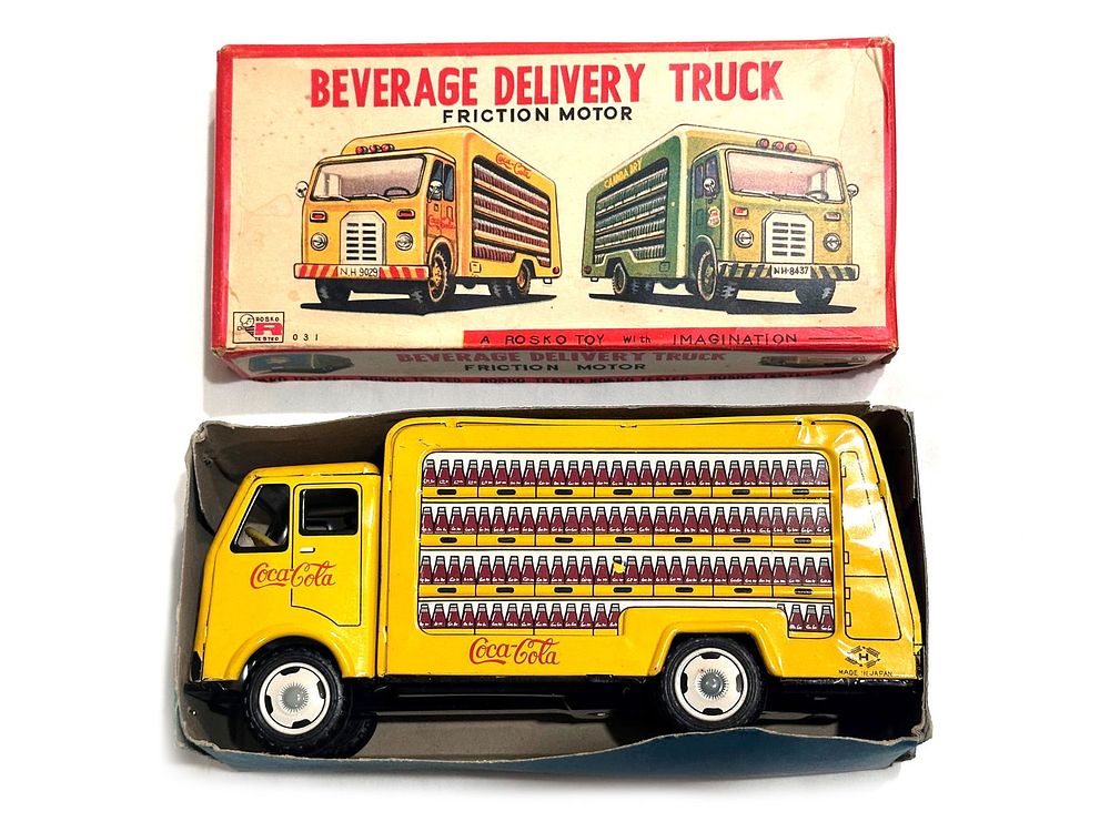 Lot 541B: Coca-Cola Tin Beverage Delivery Truck Boxed by Rosko, Japan