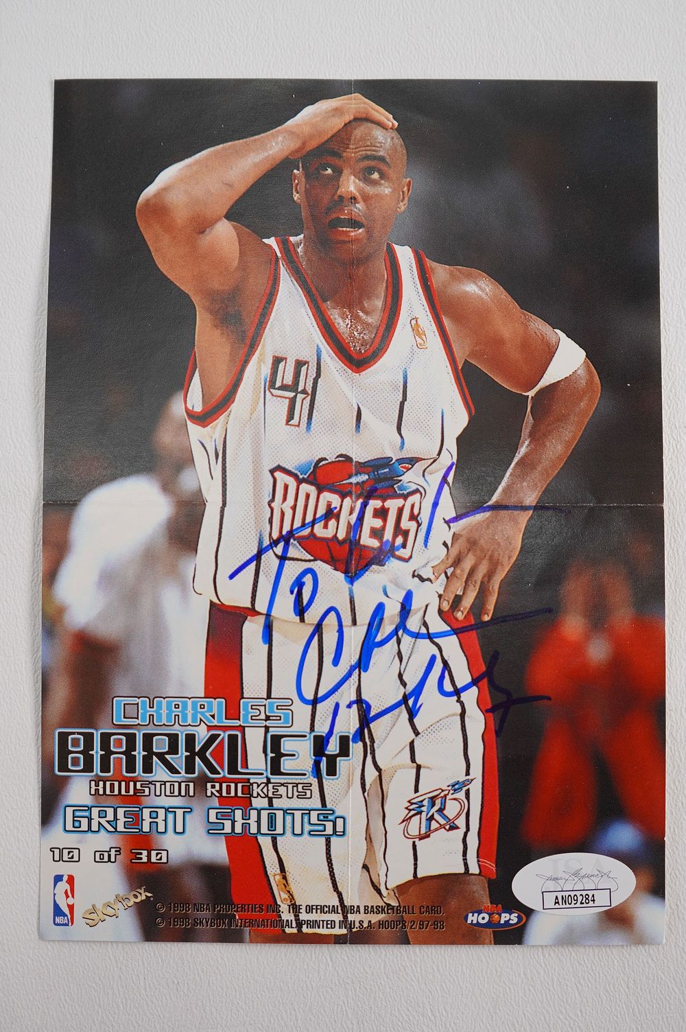 Lot 154: Charles Barkley No. 4 AUTOGRAPHED 5 x 7 Color Photo Houston Rockets w/COA