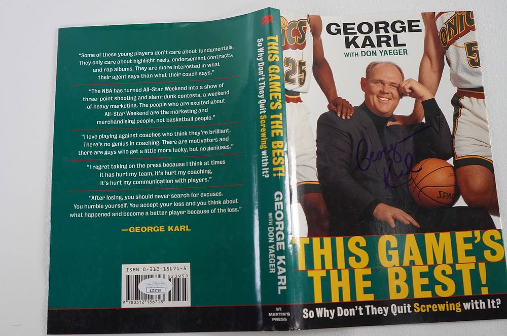 Lot 186: George Karl AUTOGRAPHED Book Dust Jacket w/COA
