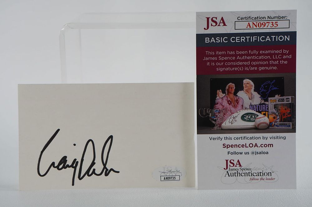 Lot 216: Craig Barlow AUTOGRAPHED Signature Index Card w/COA