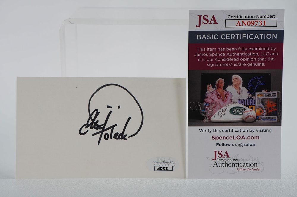 Lot 227: Esteban Toledo AUTOGRAPHED Signature Index Card w/COA