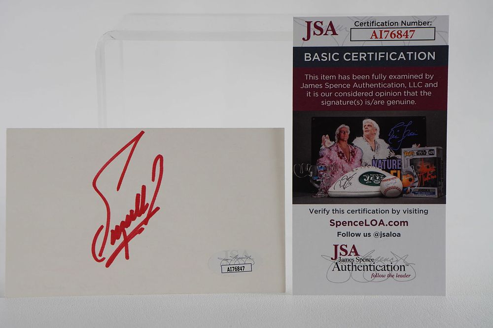 Lot 228: Fuzzy Zoeller AUTOGRAPHED Signature Index Card w/COA