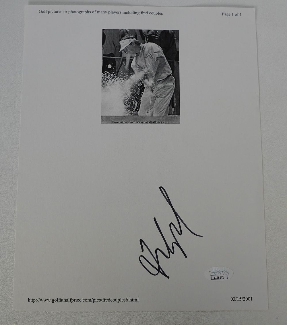 Lot 253: Fred Couples AUTOGRAPHED Hand Signed B & W Photo w/COA