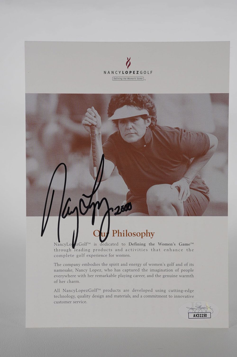 Lot 262: Nancy Lopez AUTOGRAPHED Scorecard w/COA