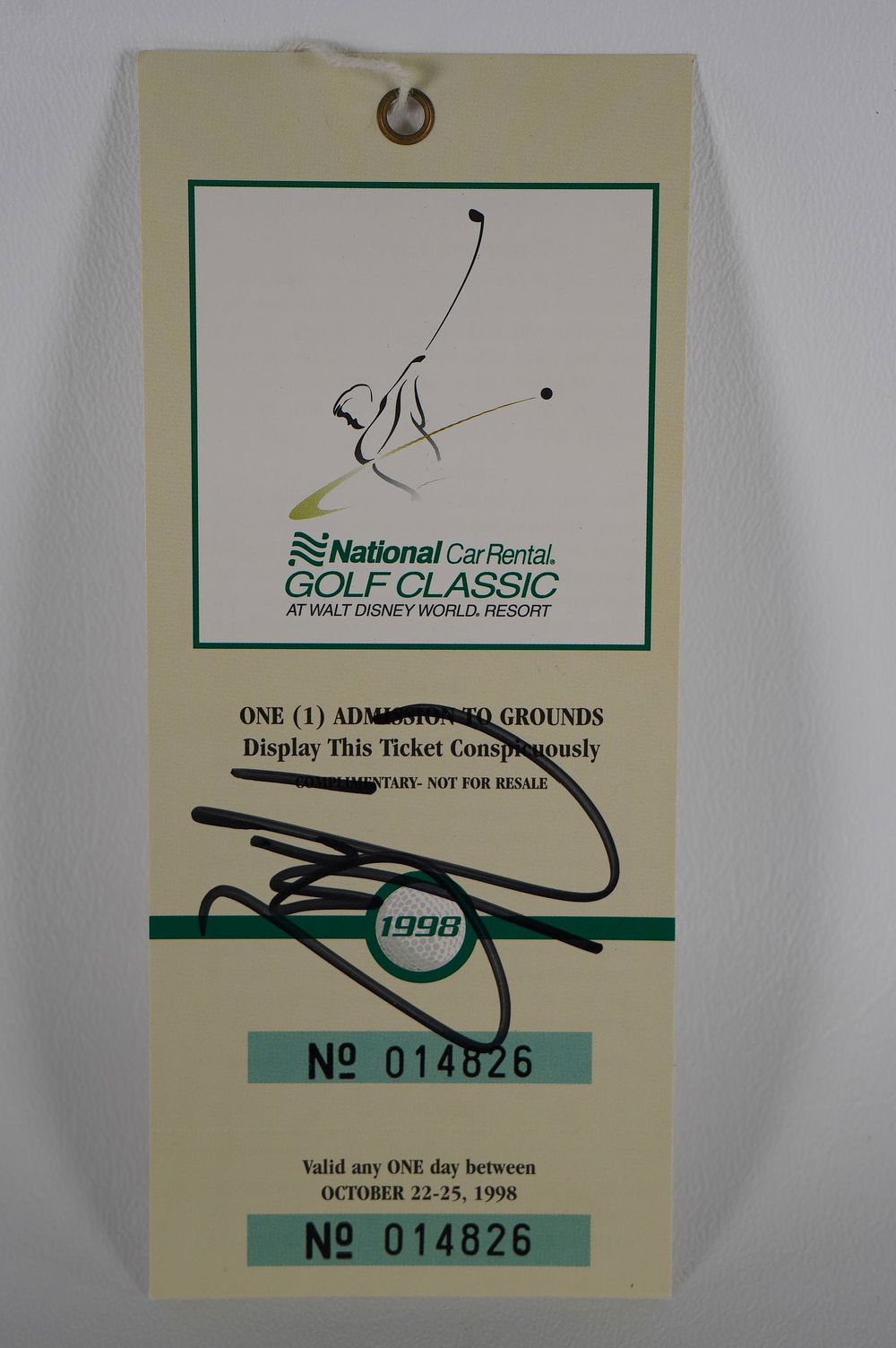 Lot 263: Davis Love AUTOGRAPHED Ticket w/COA