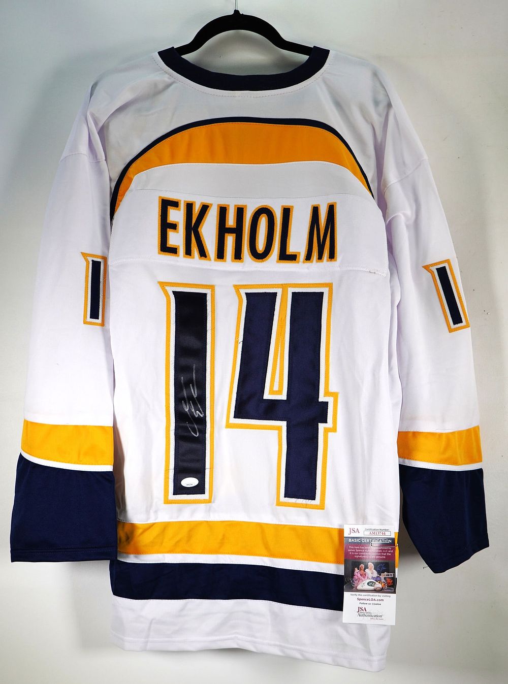 Lot 275: Mattias Ekholm No. 14 Nashville Predators AUTOGRAPHED Jersey w/COA