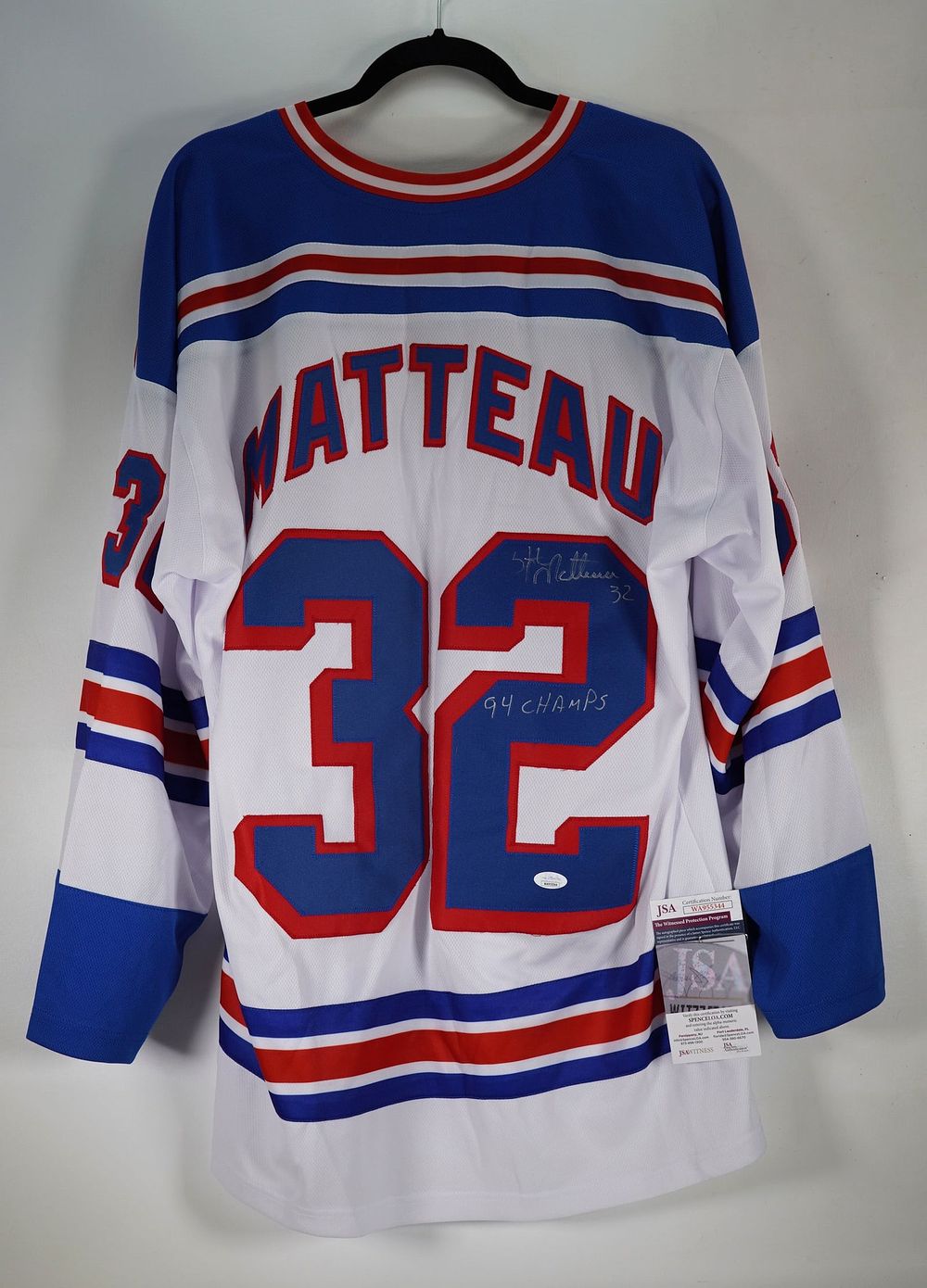 Lot 276: Stefan Matteau No. 32 New York Rangers AUTOGRAPHED Jersey w/COA