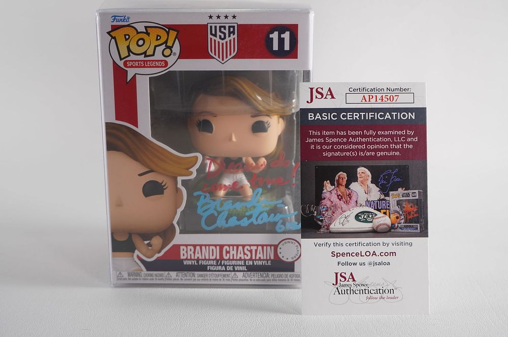 Lot 280: Brandi Chastain No. 6 USA AUTOGRAPHED Funko Pop Vinyl w/COA