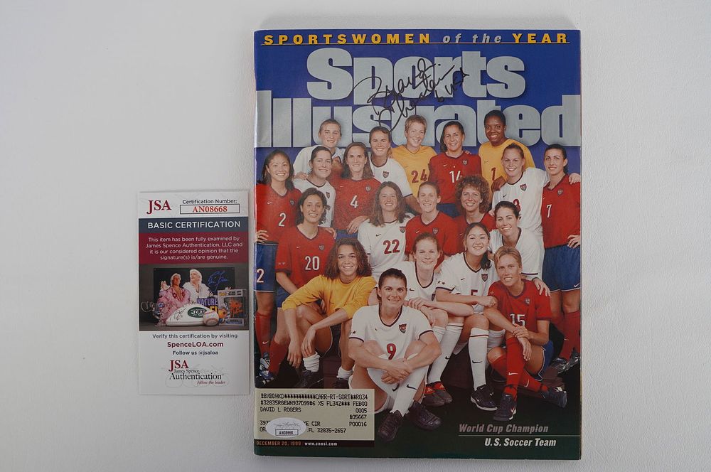 Lot 281: Brandi Chastain No. 6 USA AUTOGRAPHED Magazine w/COA
