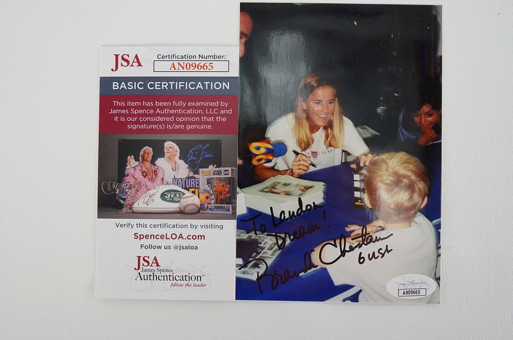 Lot 282: Brandi Chastain No. 6 USA AUTOGRAPHED 4 x 6 Color Photo w/COA
