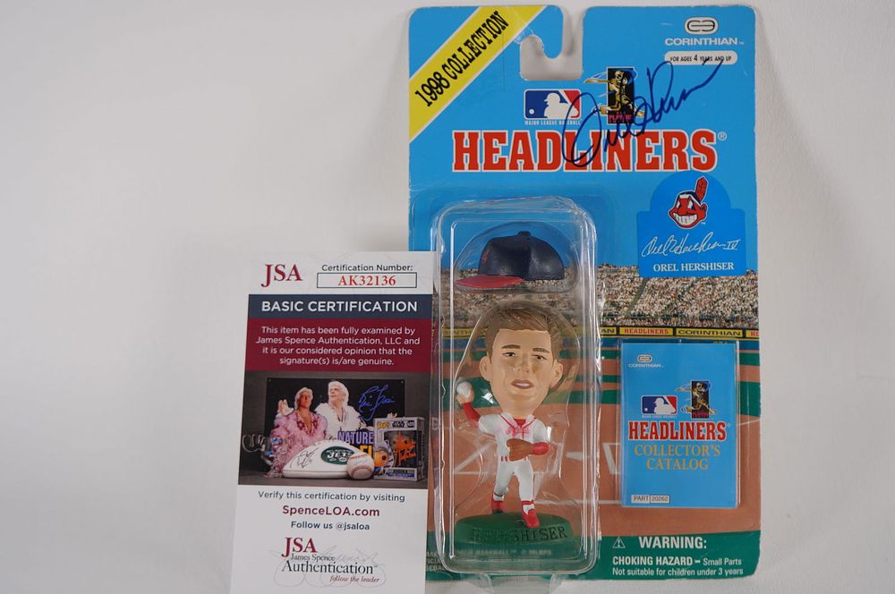 Lot 316: Orel Hershiser No. 55 Cleveland Indians AUTOGRAPHED Action Figure w/COA