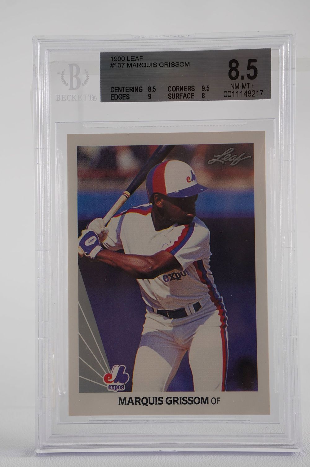 Lot 347: Marquis Grissom No. 9 Montreal Expos Trading Card w/COA