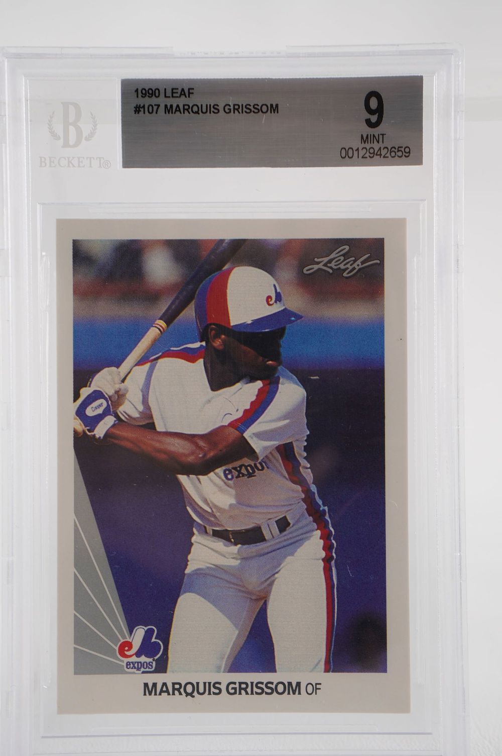 Lot 349: Marquis Grissom No. 9 Montreal Expos Trading Card w/COA