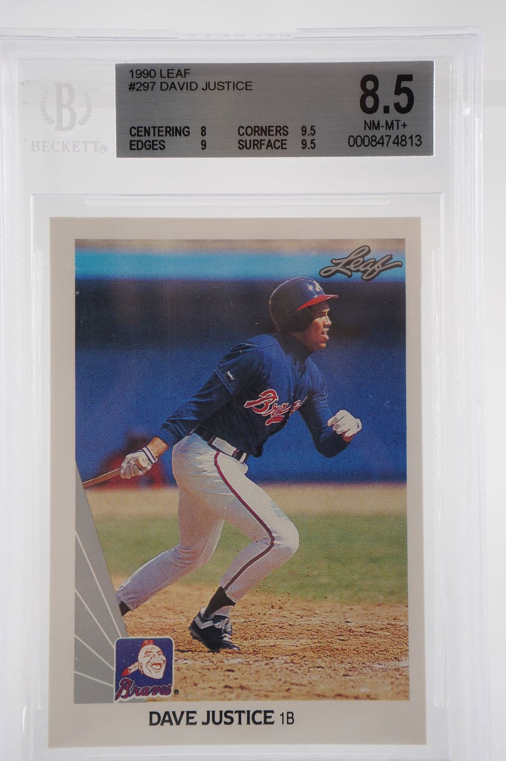 Lot 350: David Justice No. 23 Atlanta Braves Trading Card w/COA