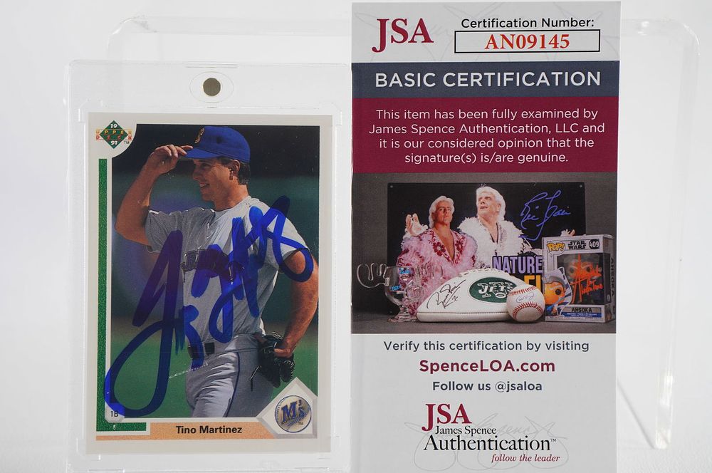 Lot 353: Tino Martinez No. 24 Seattle Mariners AUTOGRAPHED Trading Card w/COA