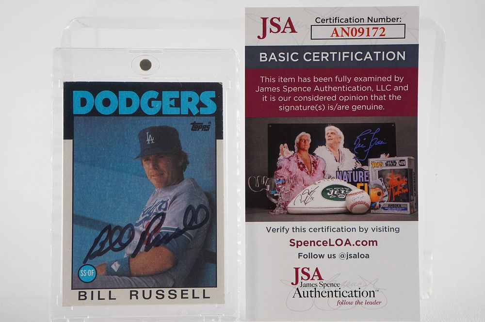 Lot 373: Bill Russell No. 18 Los Angeles Dodgers AUTOGRAPHED Trading Card w/COA