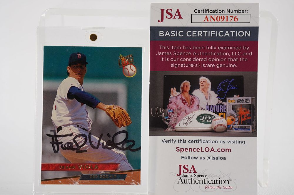 Lot 376: Frank Viola No. 41 Boston Red Sox AUTOGRAPHED Trading Card w/COA