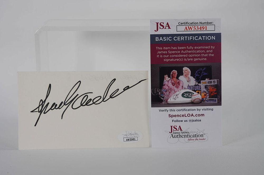 Lot 382: Sparky Anderson AUTOGRAPHED Signature Index Card w/COA