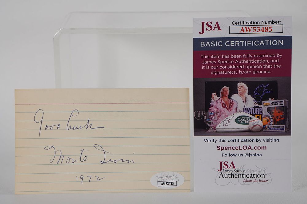 Lot 387: Monte Irvin AUTOGRAPHED Signature Index Card w/COA