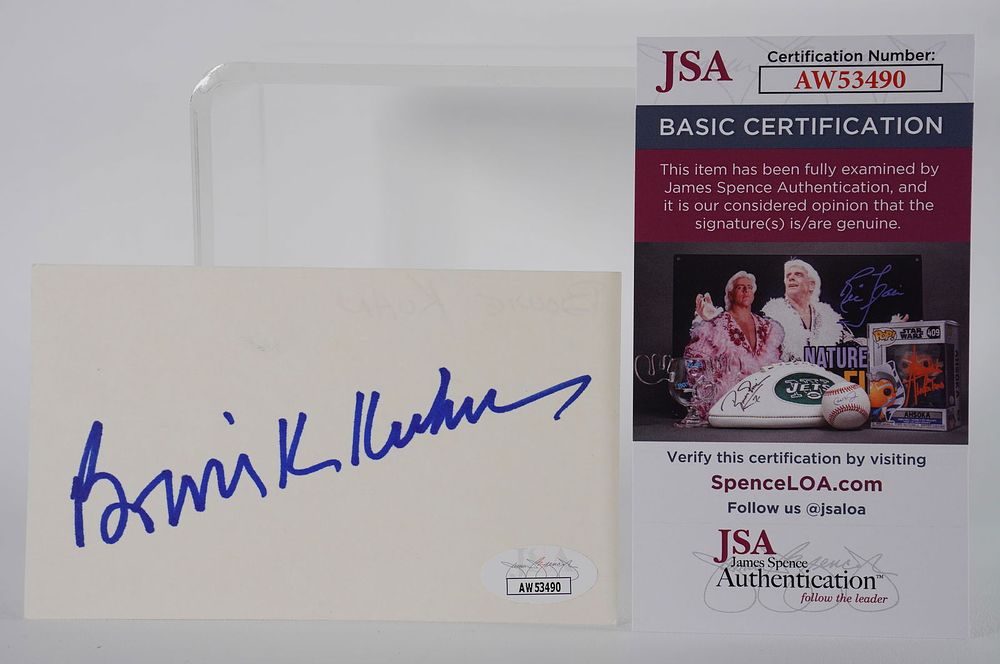 Lot 389: Bowie Kuhn AUTOGRAPHED Signature Index Card w/COA