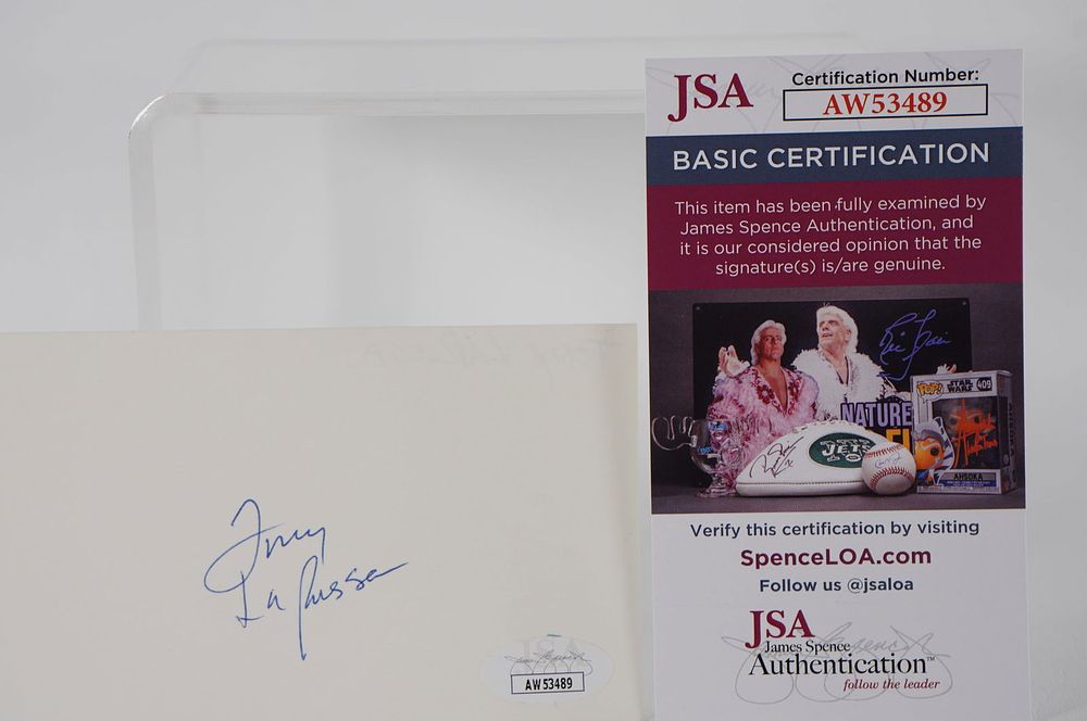 Lot 390: Tony La Russa AUTOGRAPHED Signature Index Card w/COA