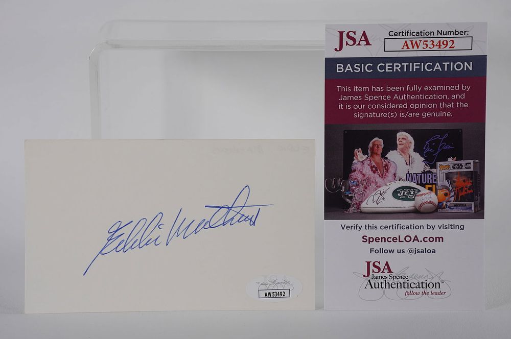Lot 394: Eddie Mathews AUTOGRAPHED Signature Index Card w/COA