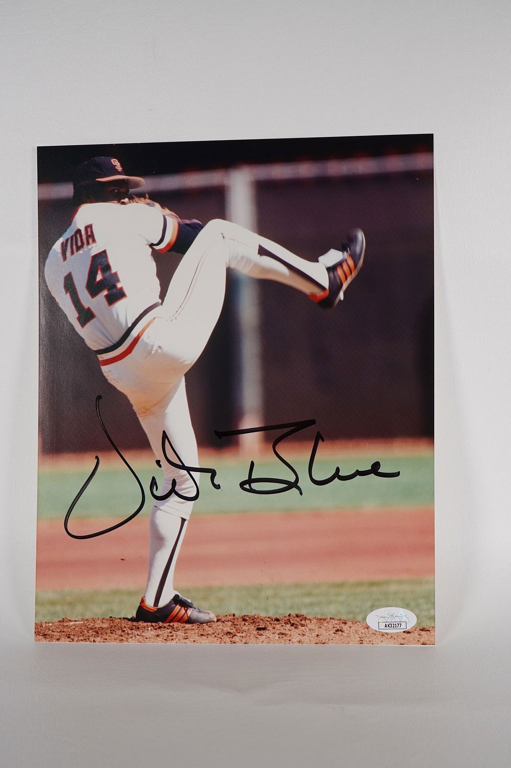 Lot 410: Vida Blue No. 14 Cleveland Indians AUTOGRAPHED 8 x 10 Color Photo w/COA