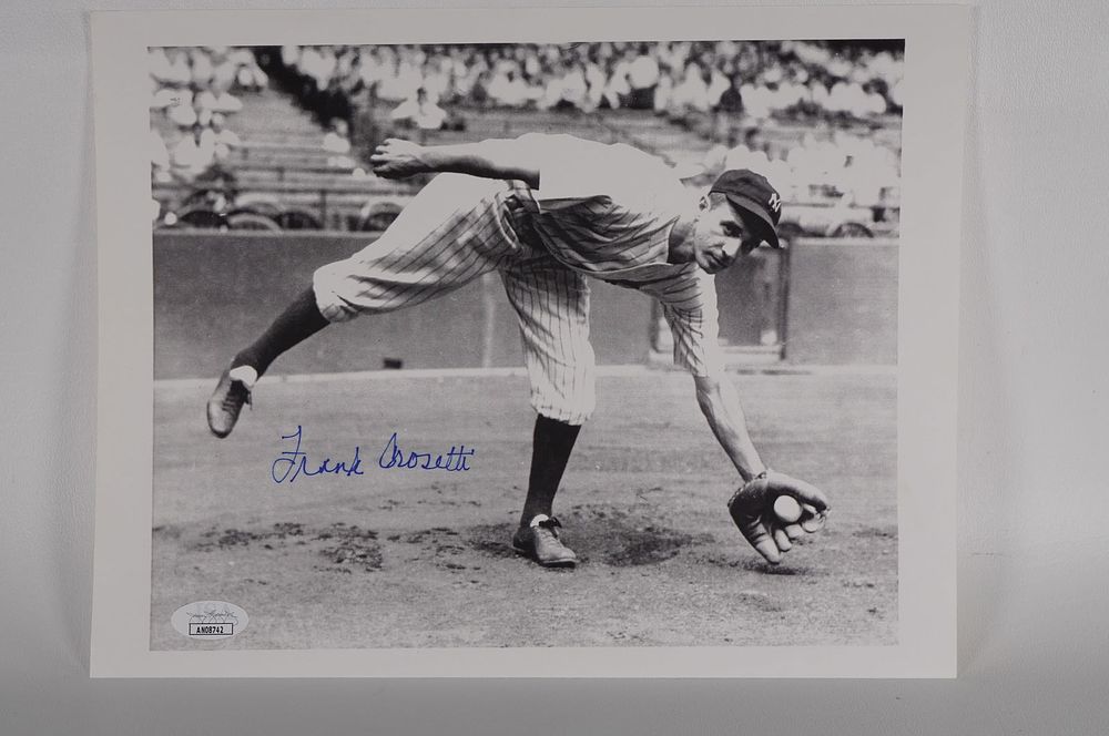 Lot 418: Frank Crosetti New York Yankees AUTOGRAPHED 11 x 8.5 B & W Photo w/COA