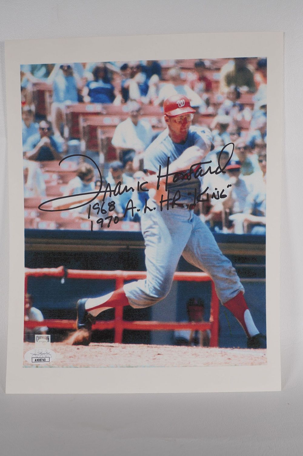 Lot 421: Frank Howard No. 9 Washington Senators AUTOGRAPHED 8.5 x 11 Color Photo w/COA