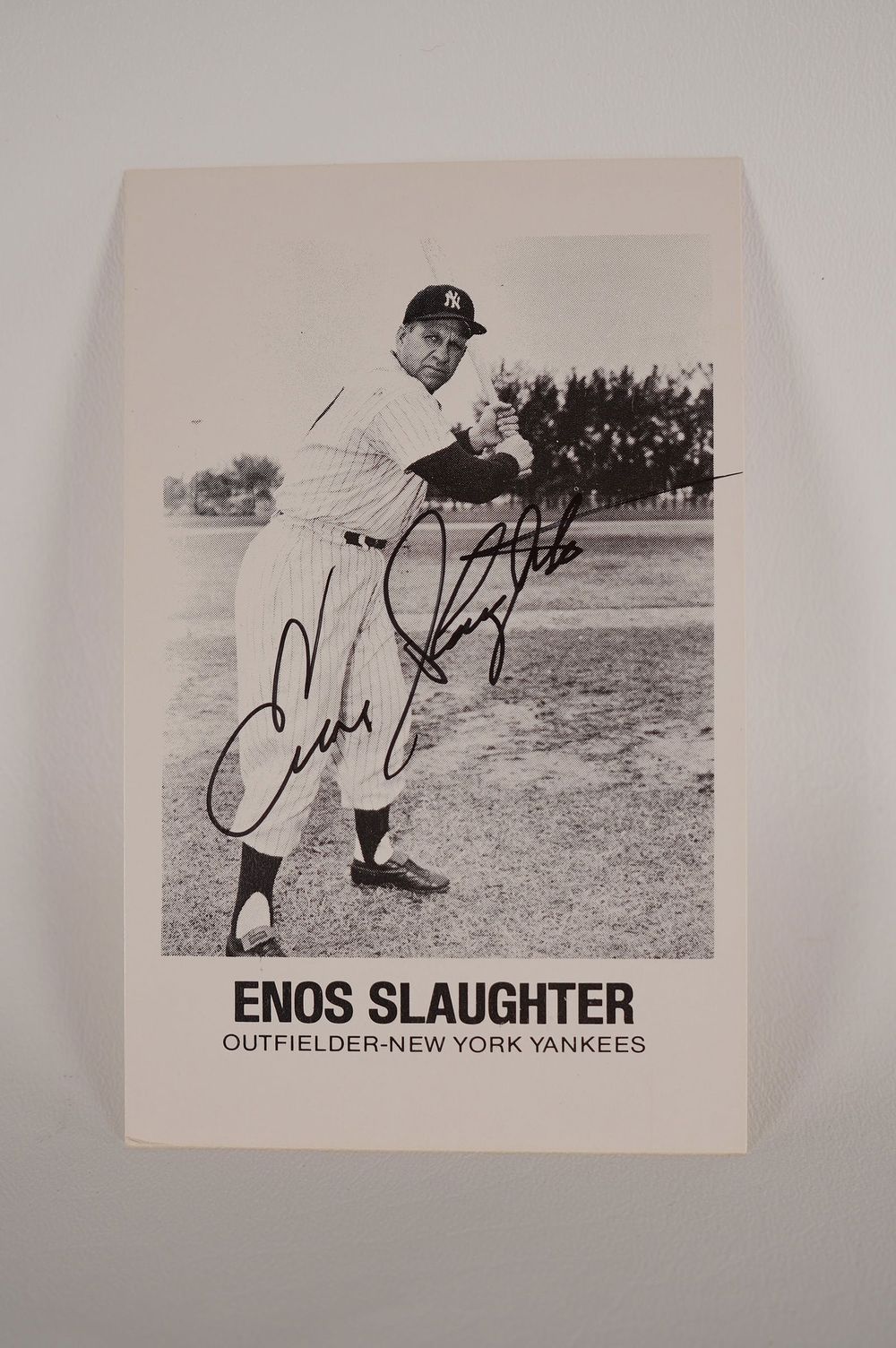 Lot 424: Enos Slaughter No. 17 New York Yankees AUTOGRAPHED 3.5 x 5.5 B & W Photo w/COA