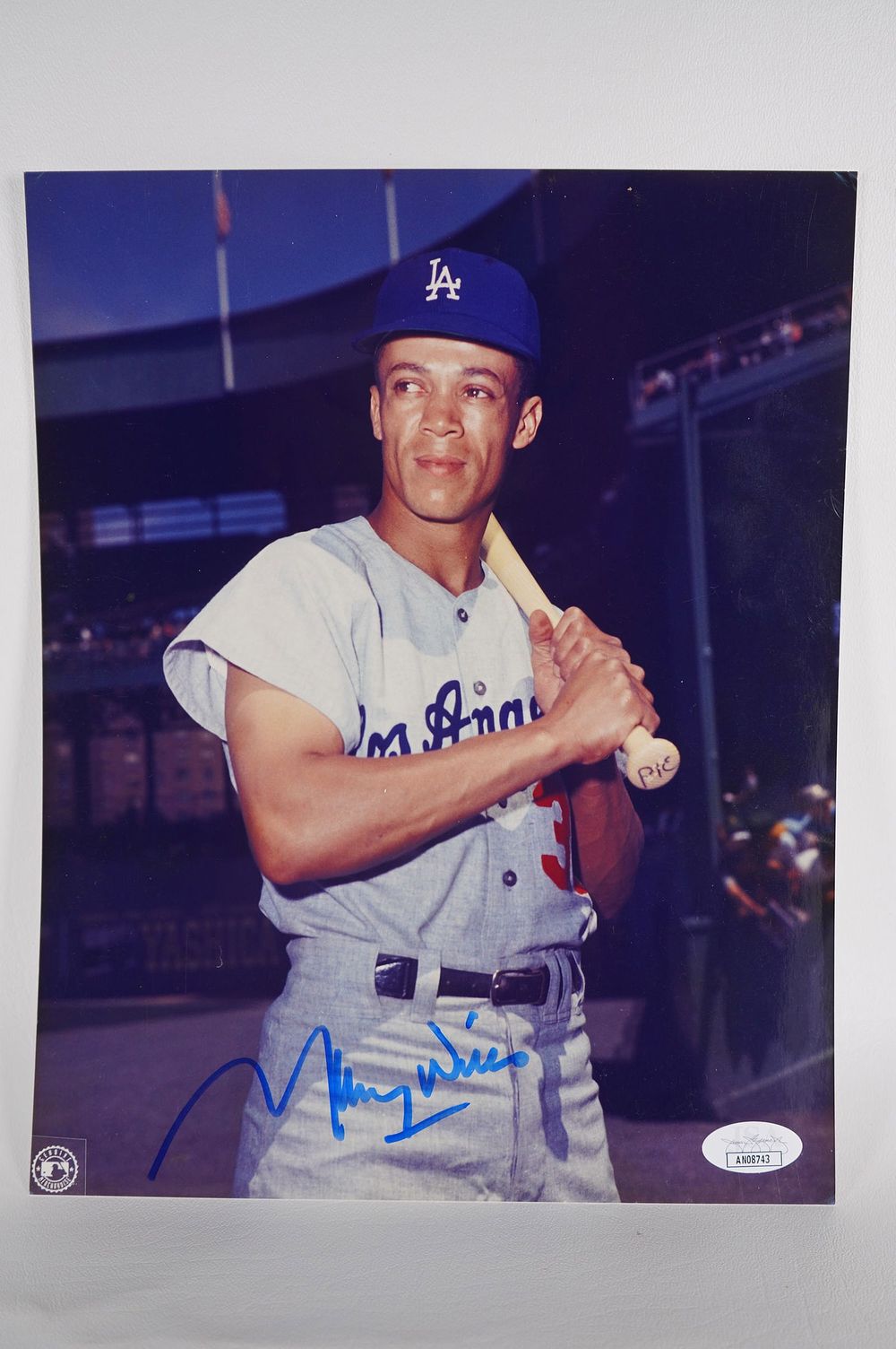 Lot 425: Maury Wills No. 30 Los Angeles Dodgers AUTOGRAPHED 8 x 10 Color Photo w/COA
