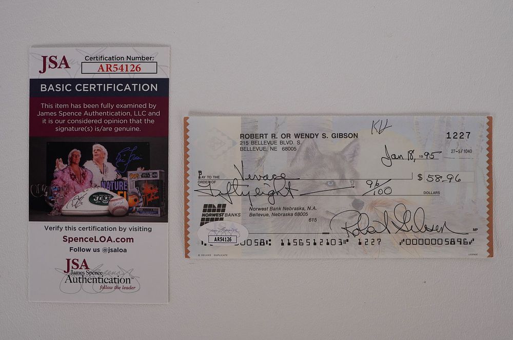 Lot 425F: Bob Gibson AUTOGRAPHED Signed Check w/COA